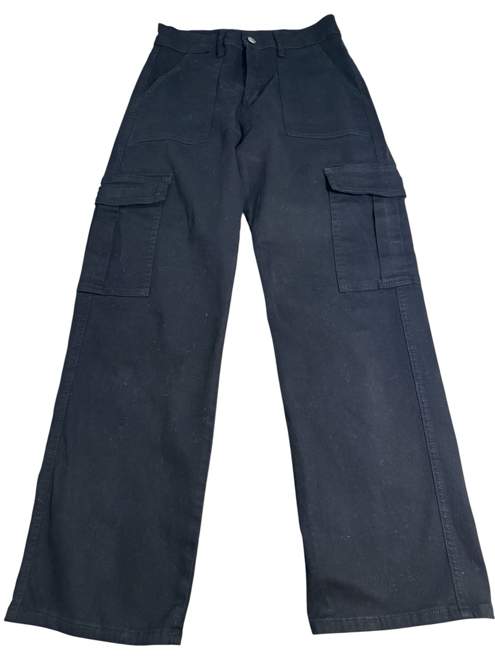 Wide Leg Cargo Pants - Black